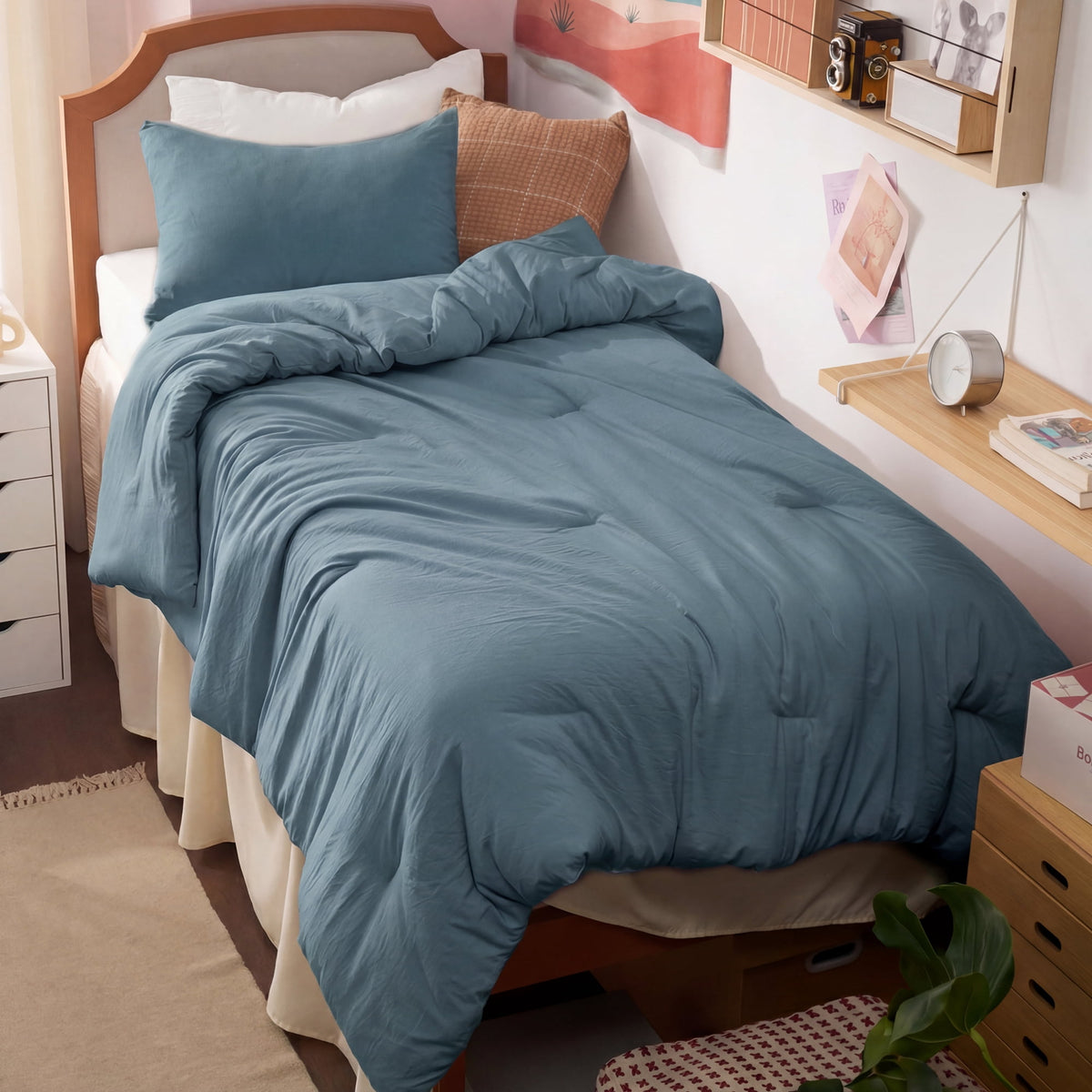 U by Bedsure 2 Pieces Twin/Twin XL Comforter Bedding Set, Grey Blue Bed Comforter Set for All Seasons, 1 Lightweight Prewashed Comforter and 1 Pillowcases New