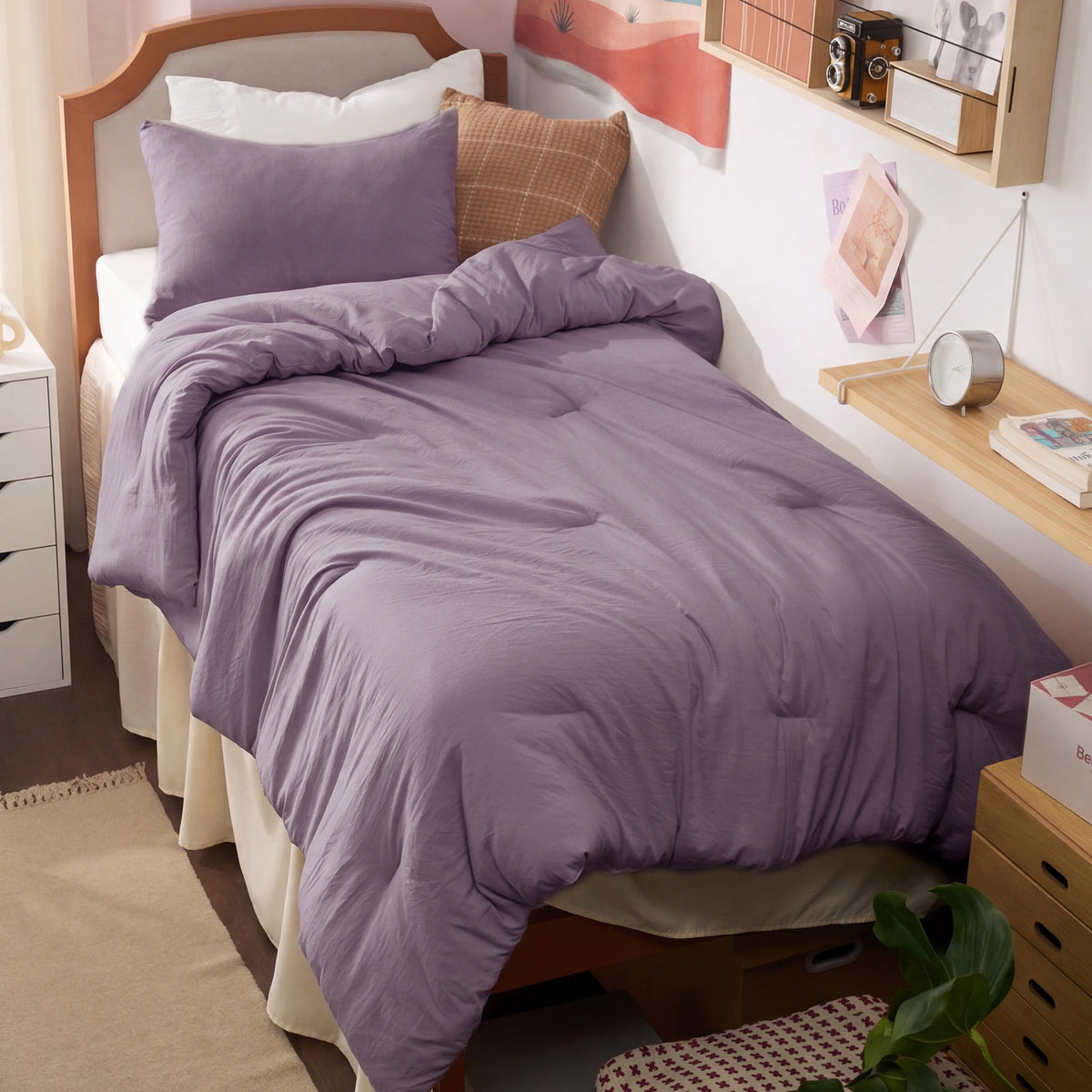 U by Bedsure 2 Pieces Twin/Twin XL Comforter Bedding Set, Purple Bed Comforter Set for All Seasons, 1 Lightweight Prewashed Comforter and 1 Pillowcases New