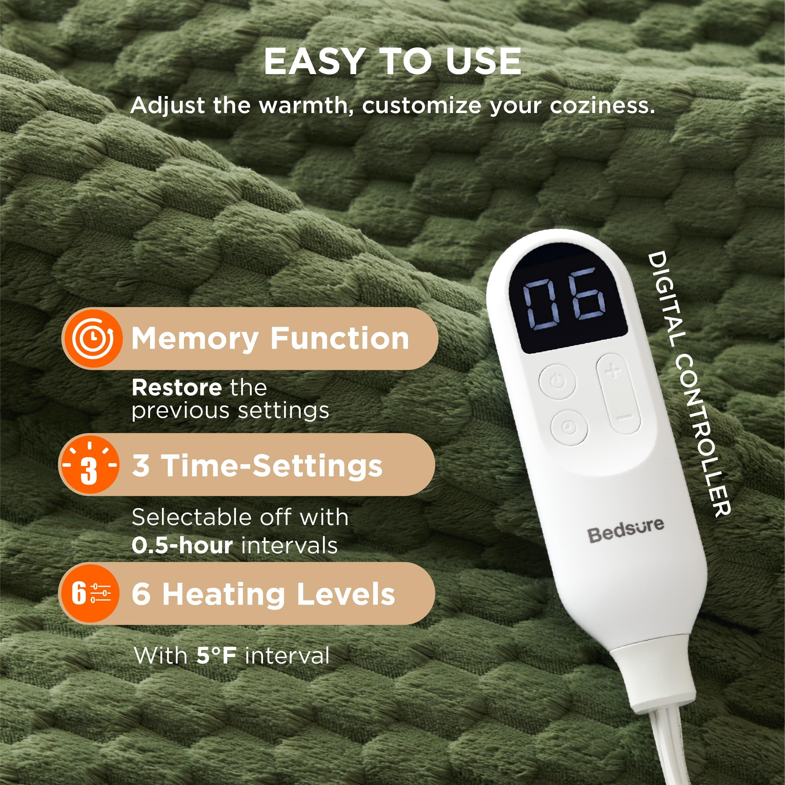 U by Bedsure Electric Foot Warmer, Bed Foot Warmer Fast Heating, Versatile Extra Large Heating Pad for Feet, Back, and Full Body, Auto Shut Off, 20x33 Inches, Dark Green