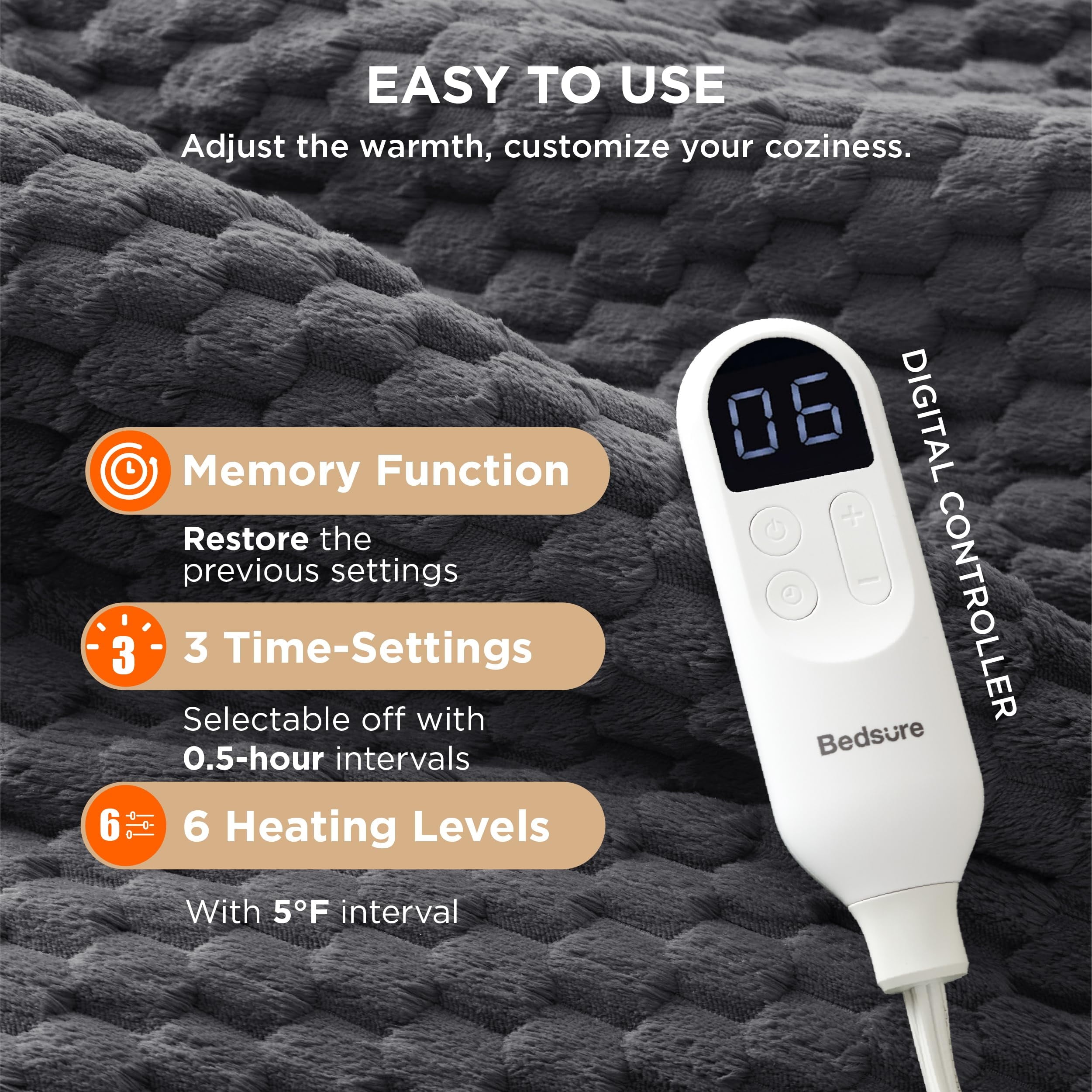 U by Bedsure Electric Foot Warmer, Bed Foot Warmer Fast Heating, Versatile Extra Large Heating Pad for Feet, Back, and Full Body, Auto Shut Off, 20x33 inches, Charcoal Grey