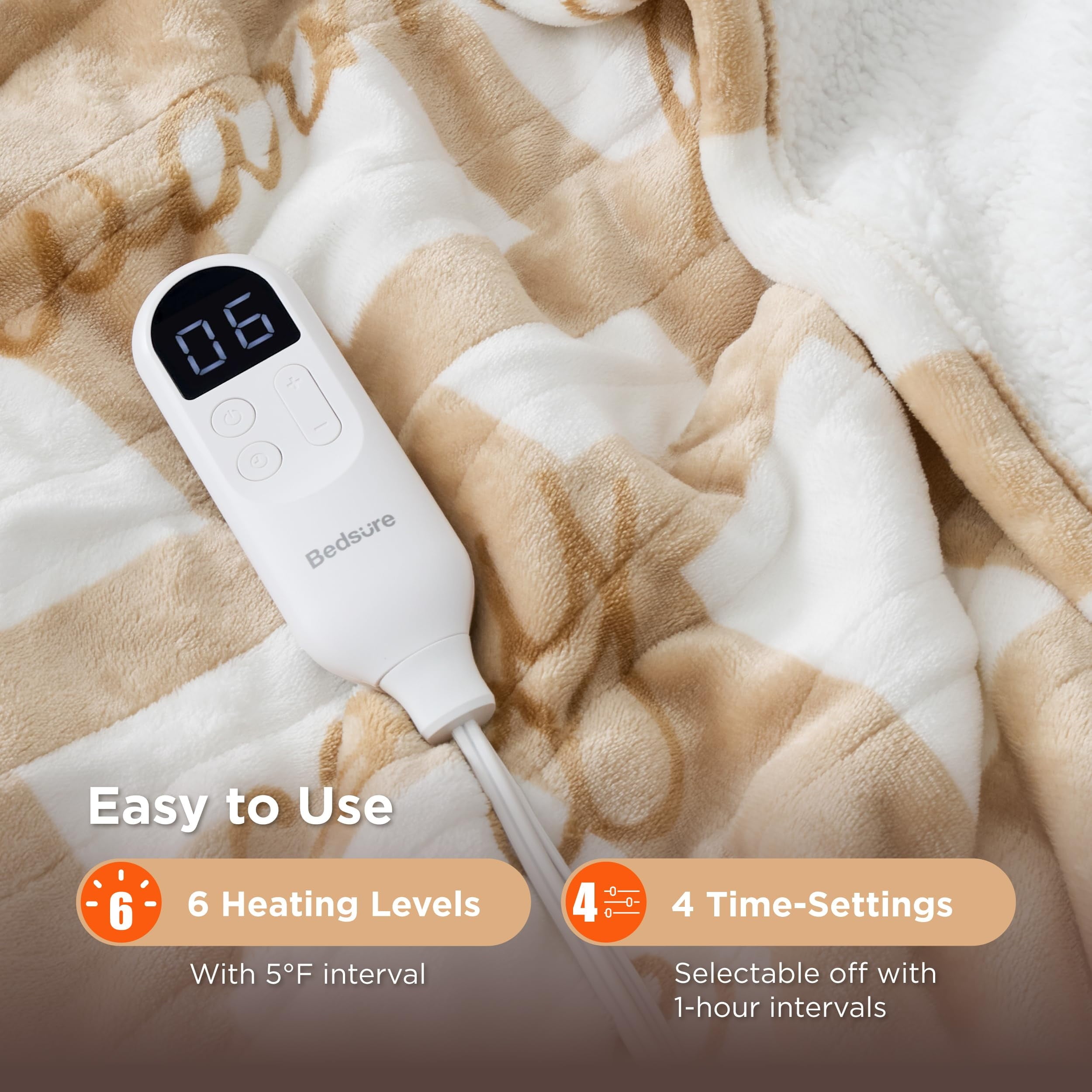 U by Bedsure Healing Heated Blanket Throw - Flannel Sherpa Electric Blanket with Inspirational Words, Heated Throw with 6 Heating Levels, 4 Time Settings, 3-Hour Auto-Off, Gift for Grandma (50"x60")