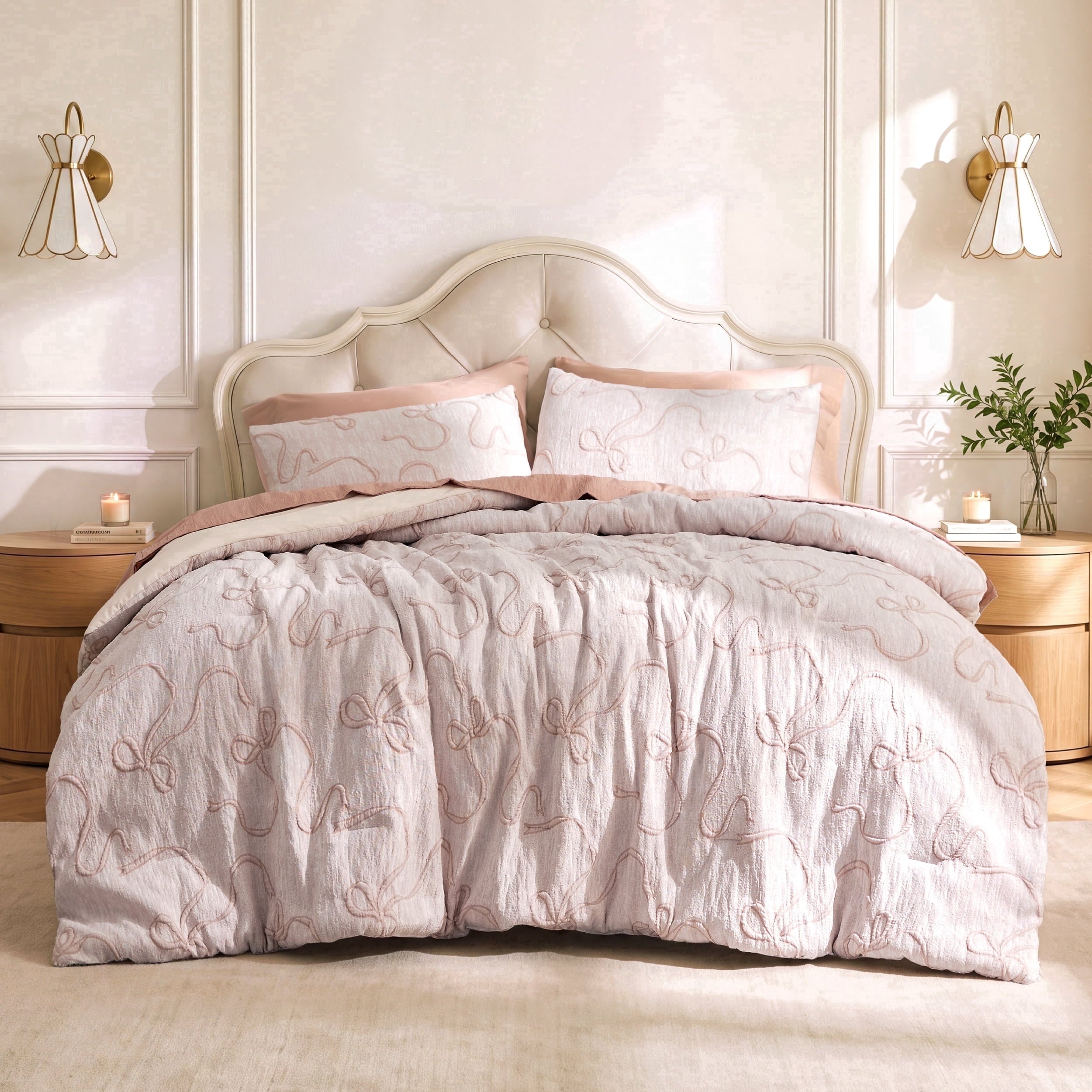 U by Bedsure Pink Twin/Twin XL Comforter Set, 2 Pieces Cute Bow Design Breathable Bedding Set with 1 Pillow Sham for Girls New