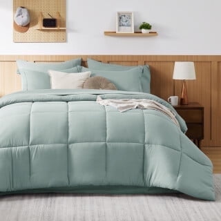 U by Bedsure Sage Green Full Comforter Set - 7 Pieces Solid Full Bed in a Bag, Full Bed Set Sage Green with Quilted Warm Fluffy Comforters, Sheets, Pillowcases & Shams