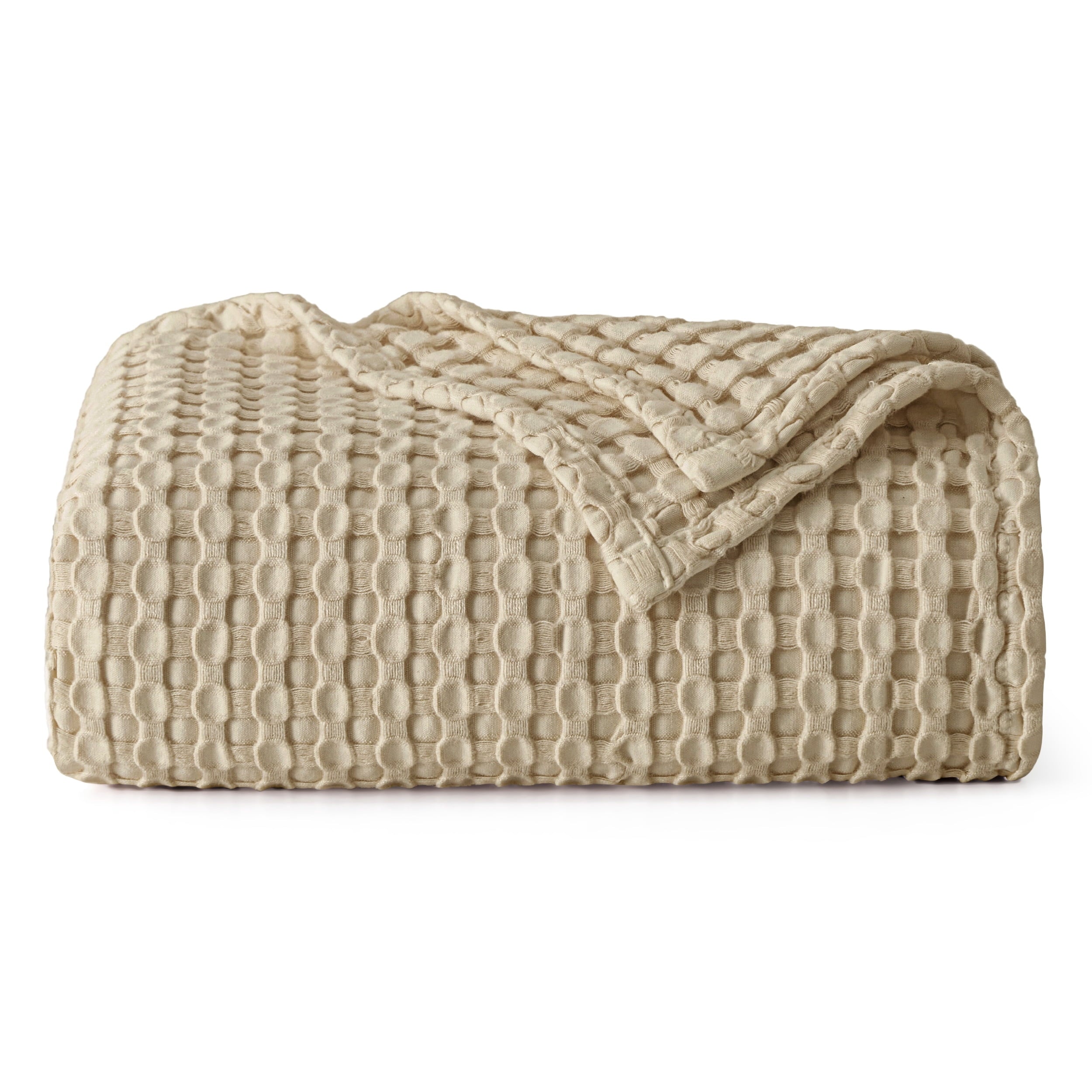 U by Bedsure Cooling Cotton Waffle Queen Size Blanket -Lightweight Breathable Blanket of Rayon Derived from Bamboo for Hot Sleepers, Warm Taupe, 90x90 inches New