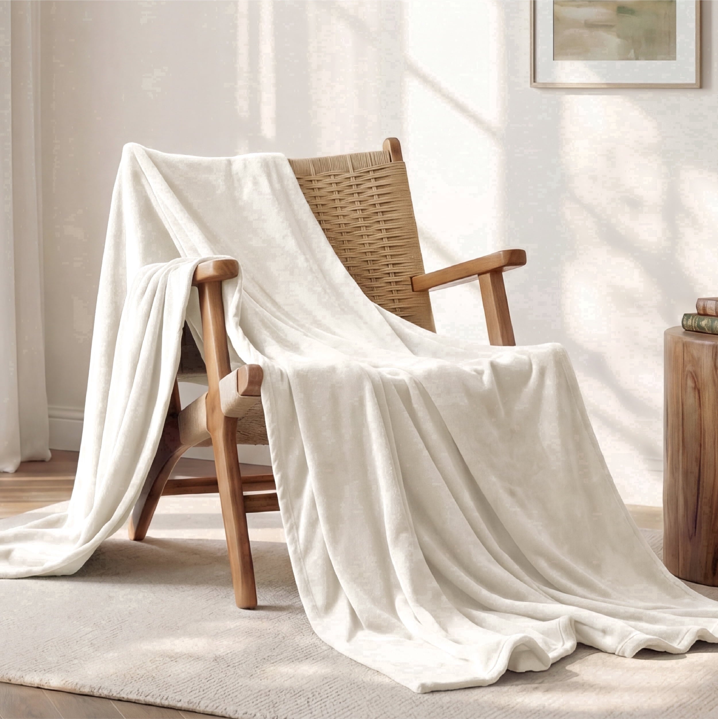 U by Bedsure Fleece Blanket Twin Blanket, Cream Lightweight Super Soft Cozy Blanket,60X80 inches New