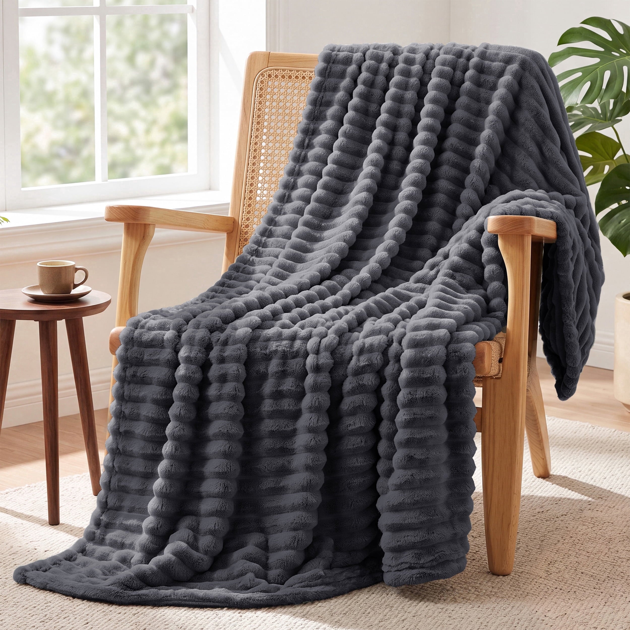 U by Bedsure Grey Fleece Throw Blanket for Couch - Super Soft Cozy Blankets for Women, Girls, Bed & Travel, 50x60 inches New