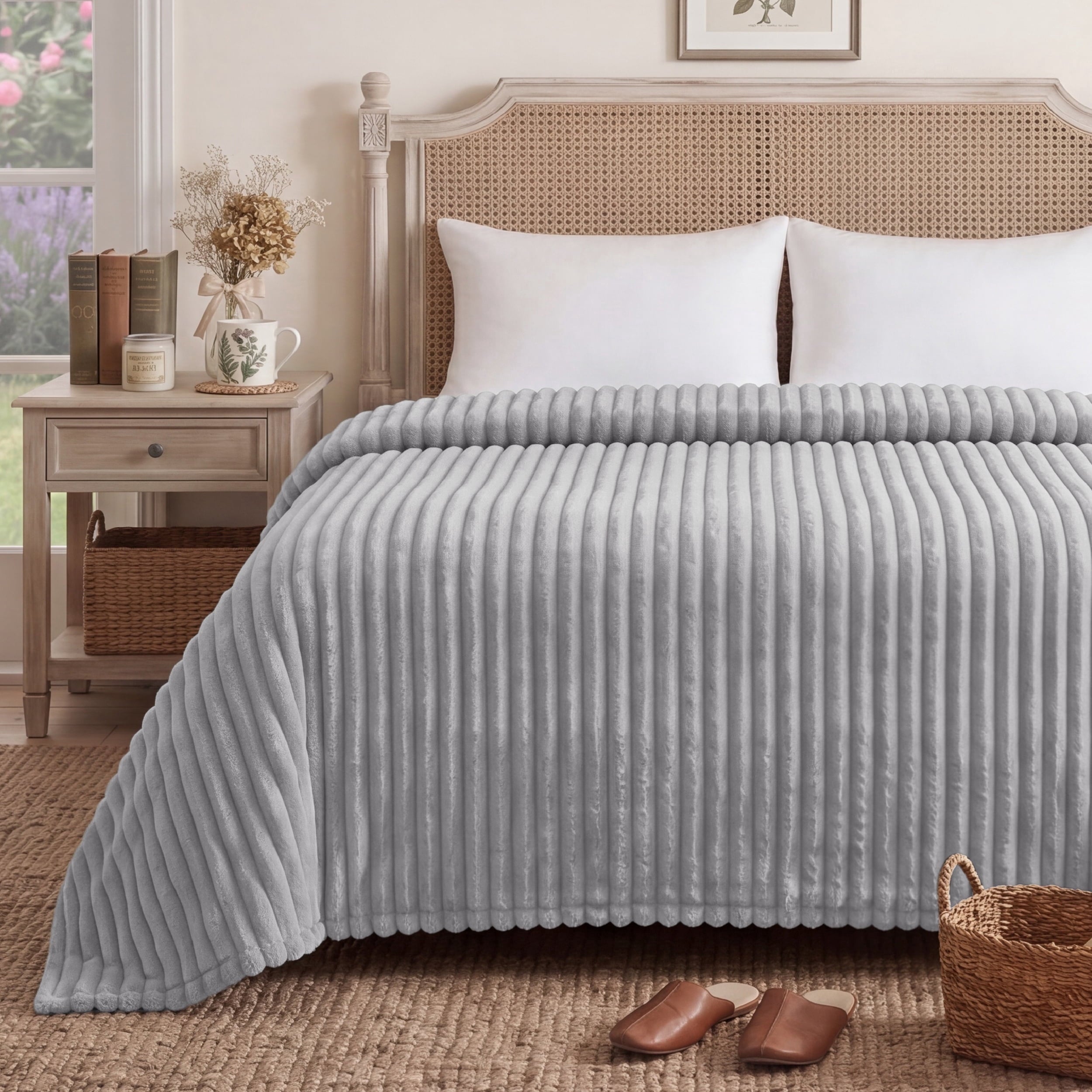 U by Bedsure Harbor Mist Fleece Queen Blanket for Couch - Super Soft Cozy Blankets for Women, Girls, 90x90 inches, new
