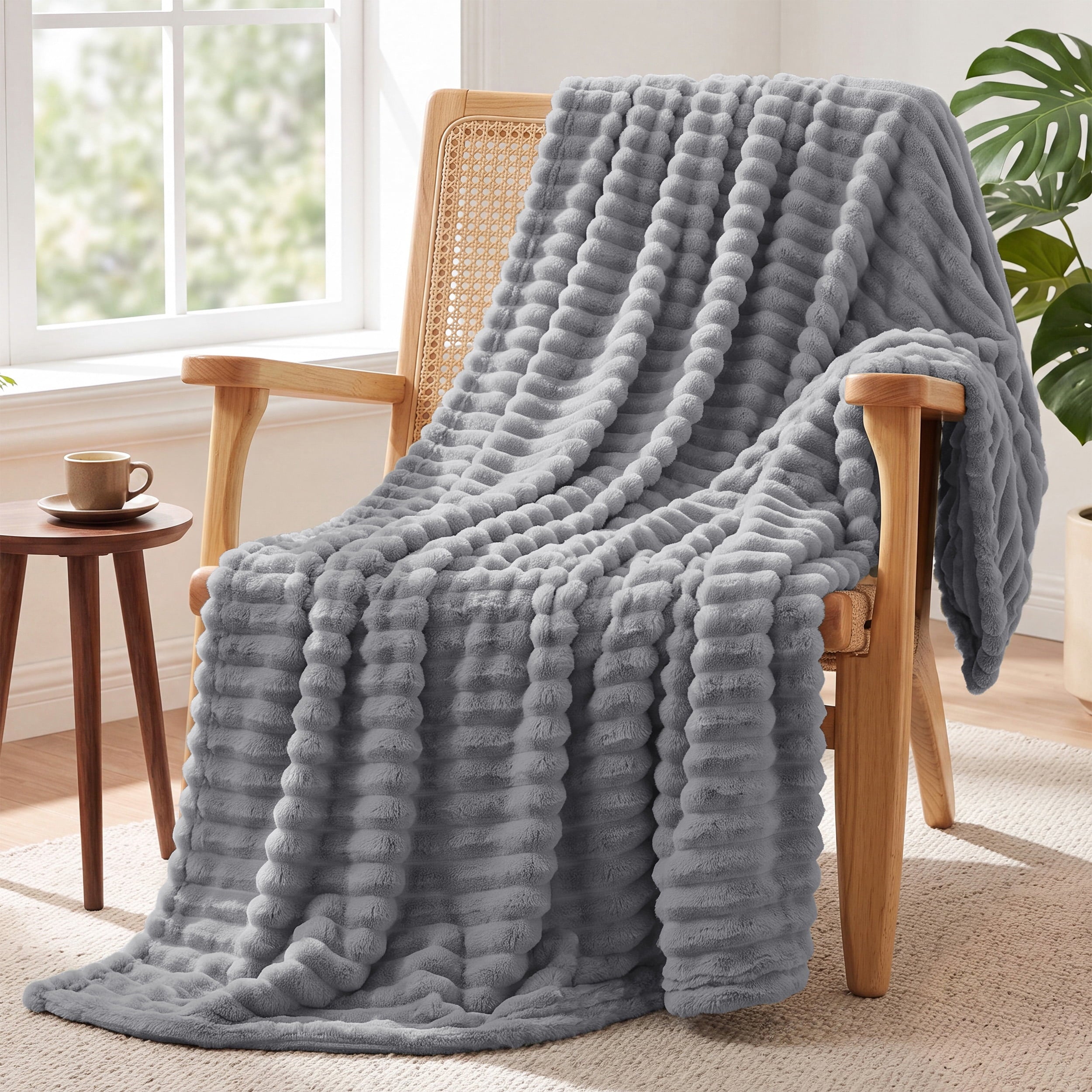 U by Bedsure Harbor Mist Fleece Throw Blanket for Couch - Super Soft Cozy Blankets for Women, Girls, Bed & Travel, 50x60 inches, new
