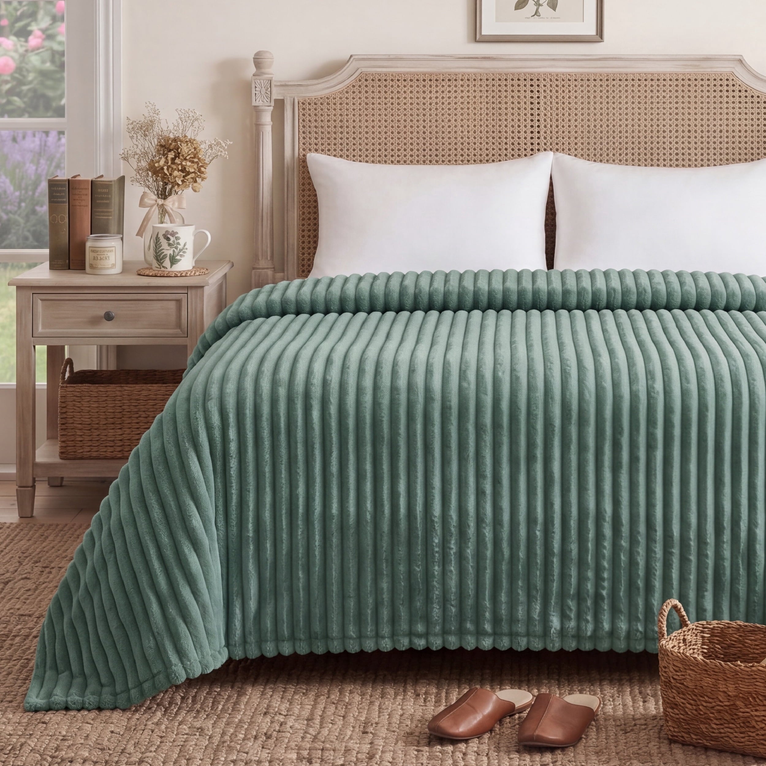 U by Bedsure Mallard Green Fleece King Blanket for Couch - Super Soft Cozy Blankets for Women, Girls,108x90 Inches, new