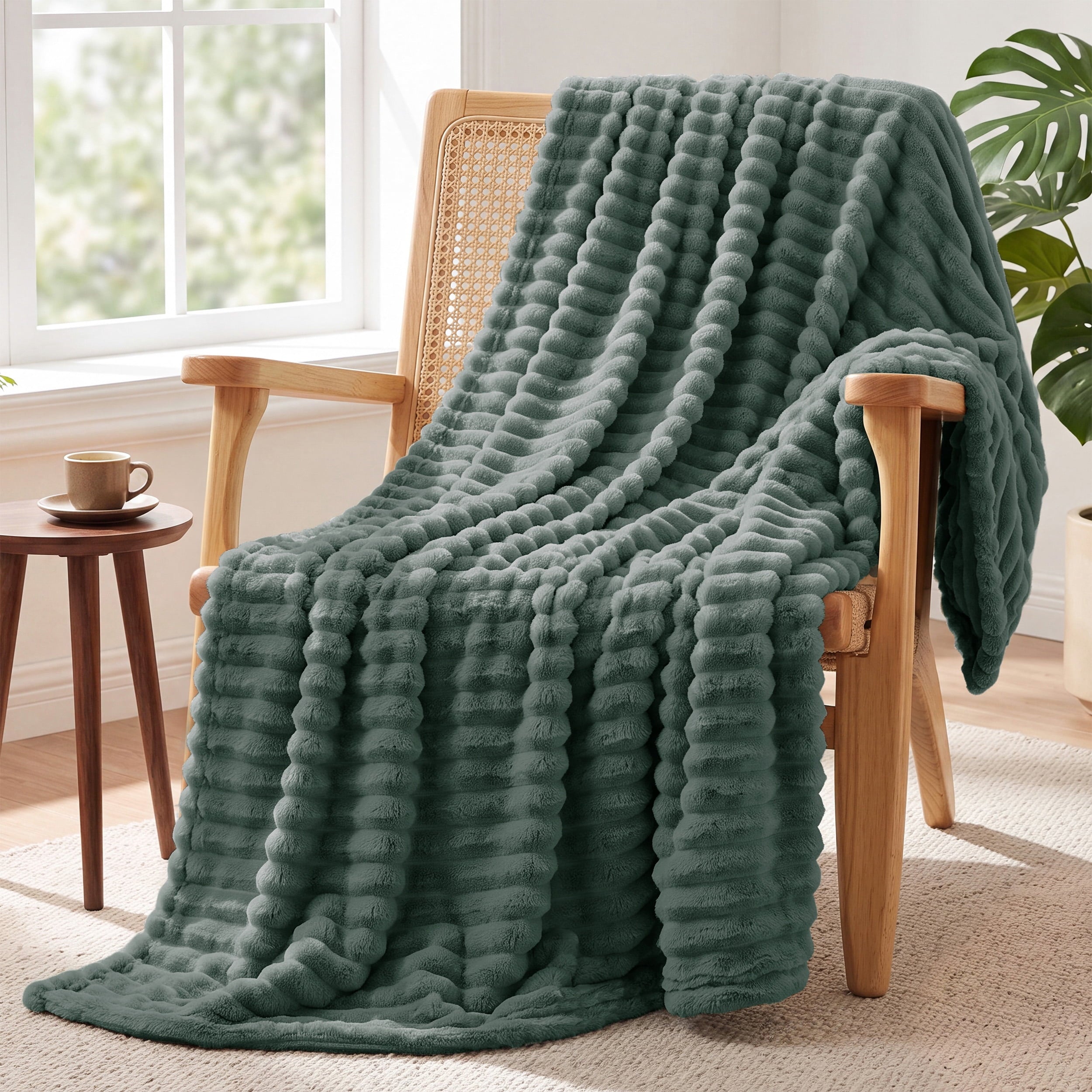U by Bedsure Mallard Green Fleece Throw Blanket for Couch - Super Soft Cozy Blankets for Women, Girls, Bed & Travel, 50x60 inches, new