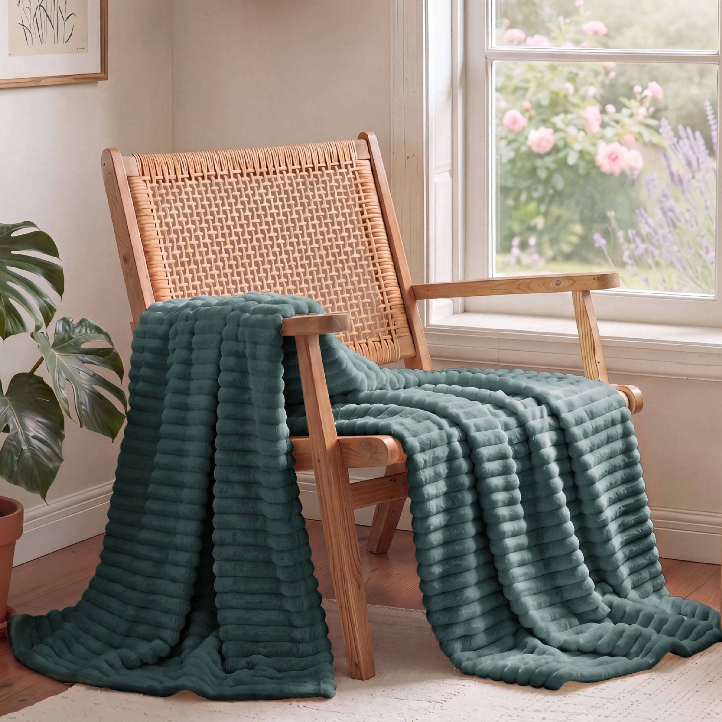 U by Bedsure Mallard Green Fleece Throw-XL Blanket for Couch - Super Soft Cozy Blankets for Women, Girls, 50x70 inches, new