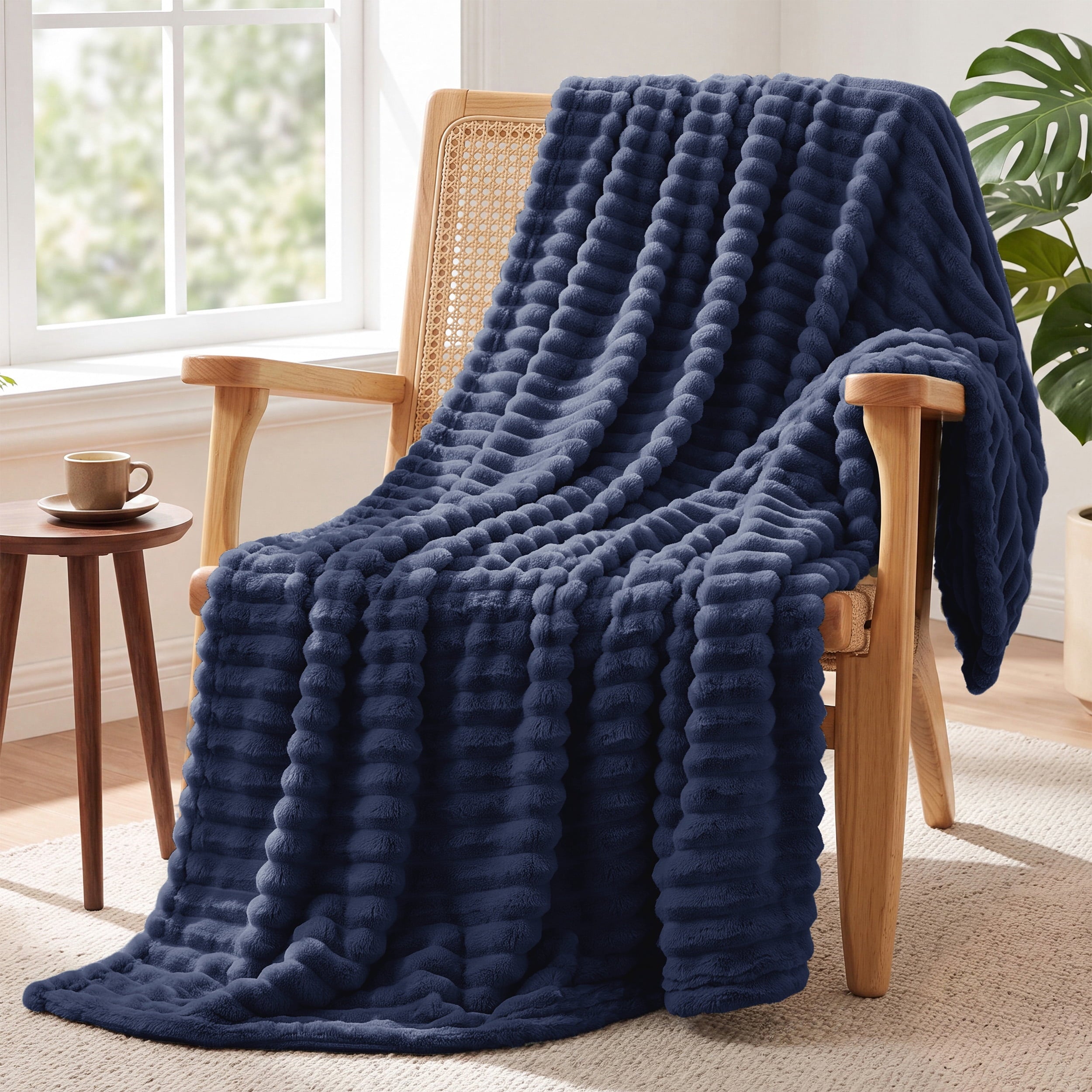 U by Bedsure Pageant Blue Fleece Throw Blanket for Couch - Super Soft Cozy Blankets for Women, Girls, Bed & Travel, 50x60 inches, new