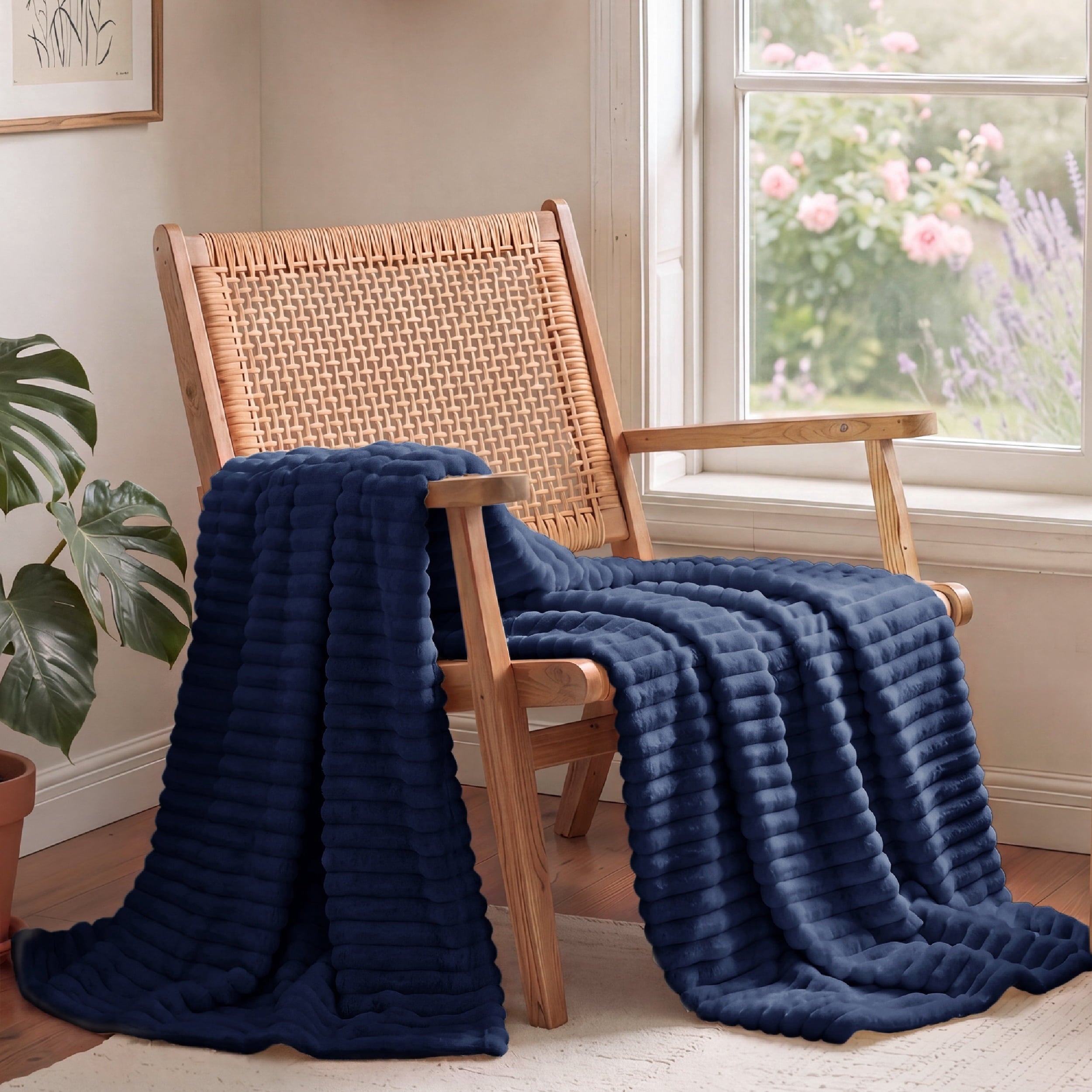 U by Bedsure Pageant Blue Fleece Twin/Twin-XL Blanket for Couch - Super Soft Cozy Blankets for Women, Girls, 60x80 inches, new