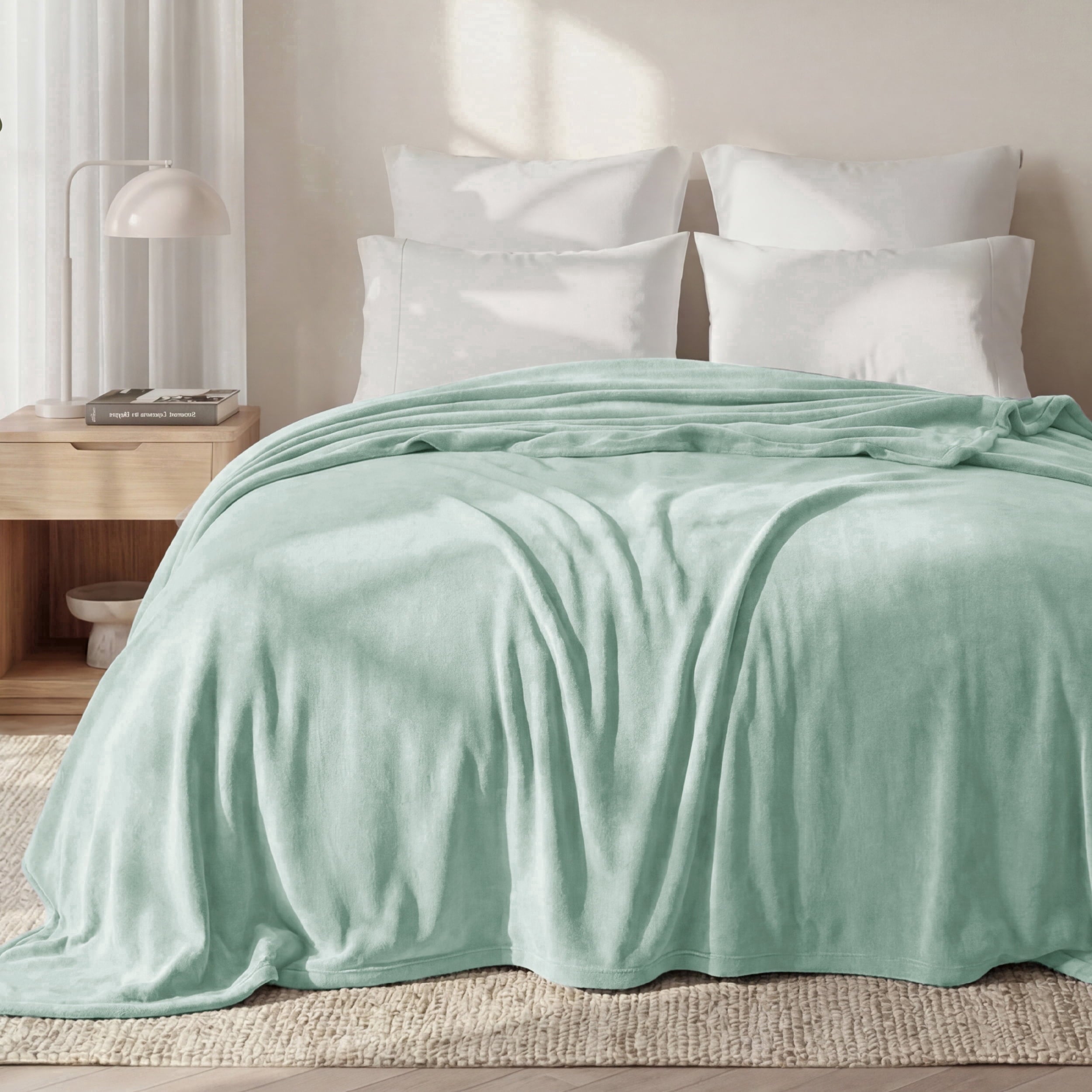 U by Bedsure Sage Green Fleece Blankets King Size, Soft Lightweight Plush Cozy Fuzzy, 108X90 inches New