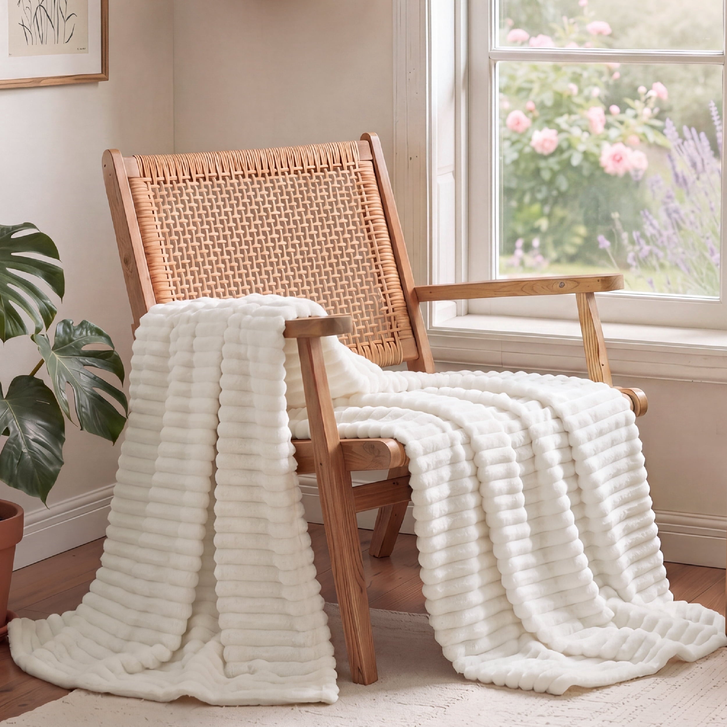 U by Bedsure White Fleece Throw-XL Blanket for Couch, Super Soft Cozy Blankets for Women, Girls, 50x70 inches, new