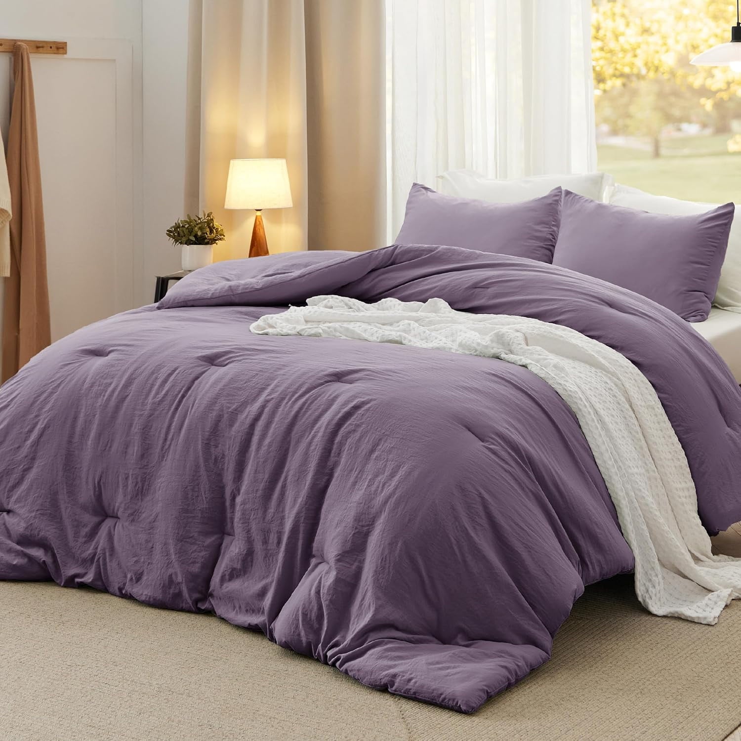 U by Bedsure 2 Pieces Twin Comforter Bedding Set Purple Comforter Set for All Seasons 1 Lightweight Prewashed Comforter and 1 Pillowcases Twin Grayish Purple