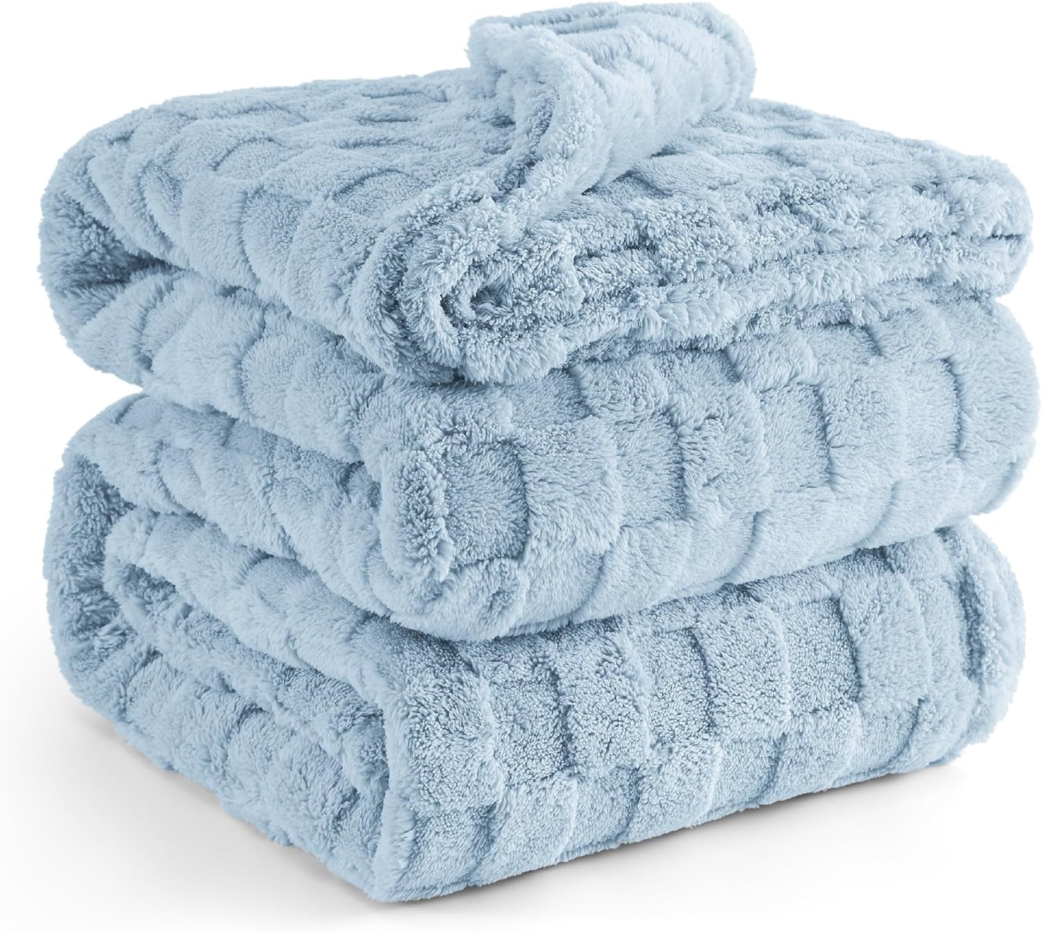 Cozy Comfort Blue Fleece Blanket for Couch - Super Soft Cozy King Blankets for Women,Girls, 108x90 Inches