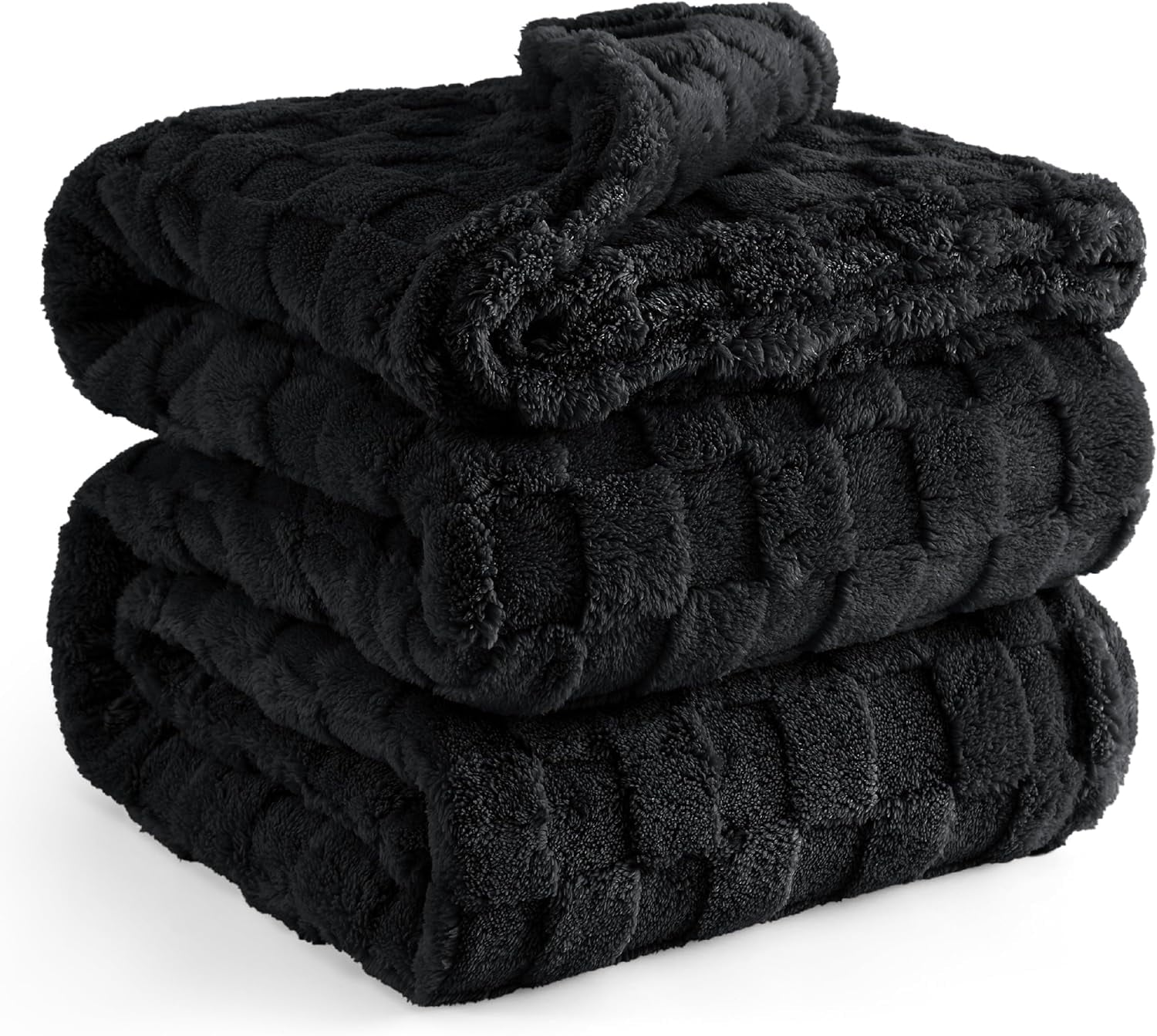 Cozy Comfort Black Fleece Blanket for Couch - Super Soft Cozy Queen Blankets for Women,Girls, 90x90 Inches