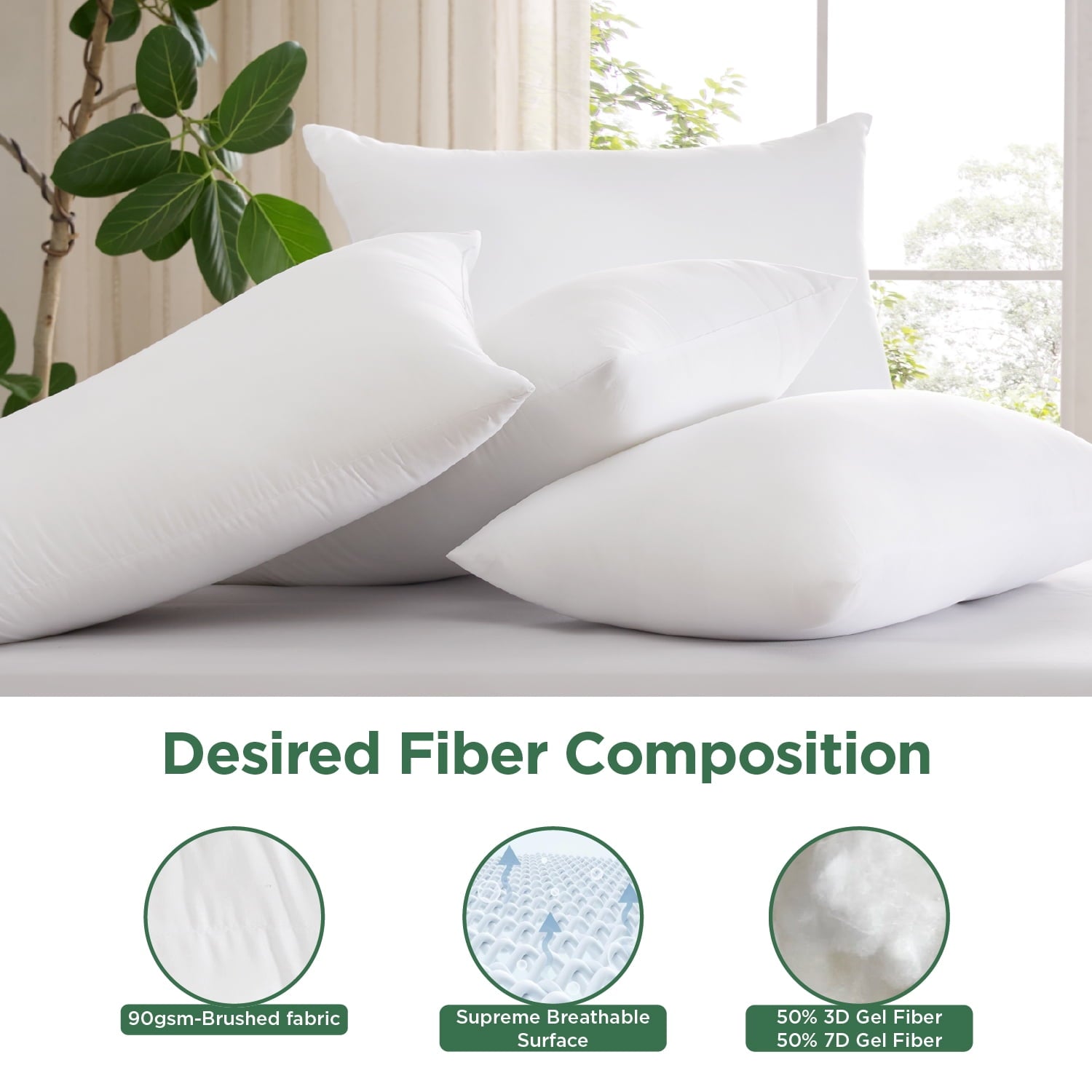 Cozy Comfort Classic Collection Adult Cooling Technology Standard Down Alternative Pillow Set Of 2, Medium, 2 Pack