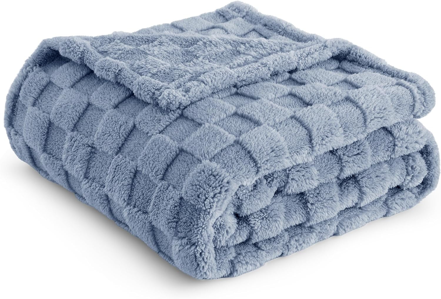 Cozy Comfort Ashley Blue Fleece Blanket for Couch - Super Soft Cozy Blankets for Women, Cute Small Blanket for Girls, 50x60 Inch