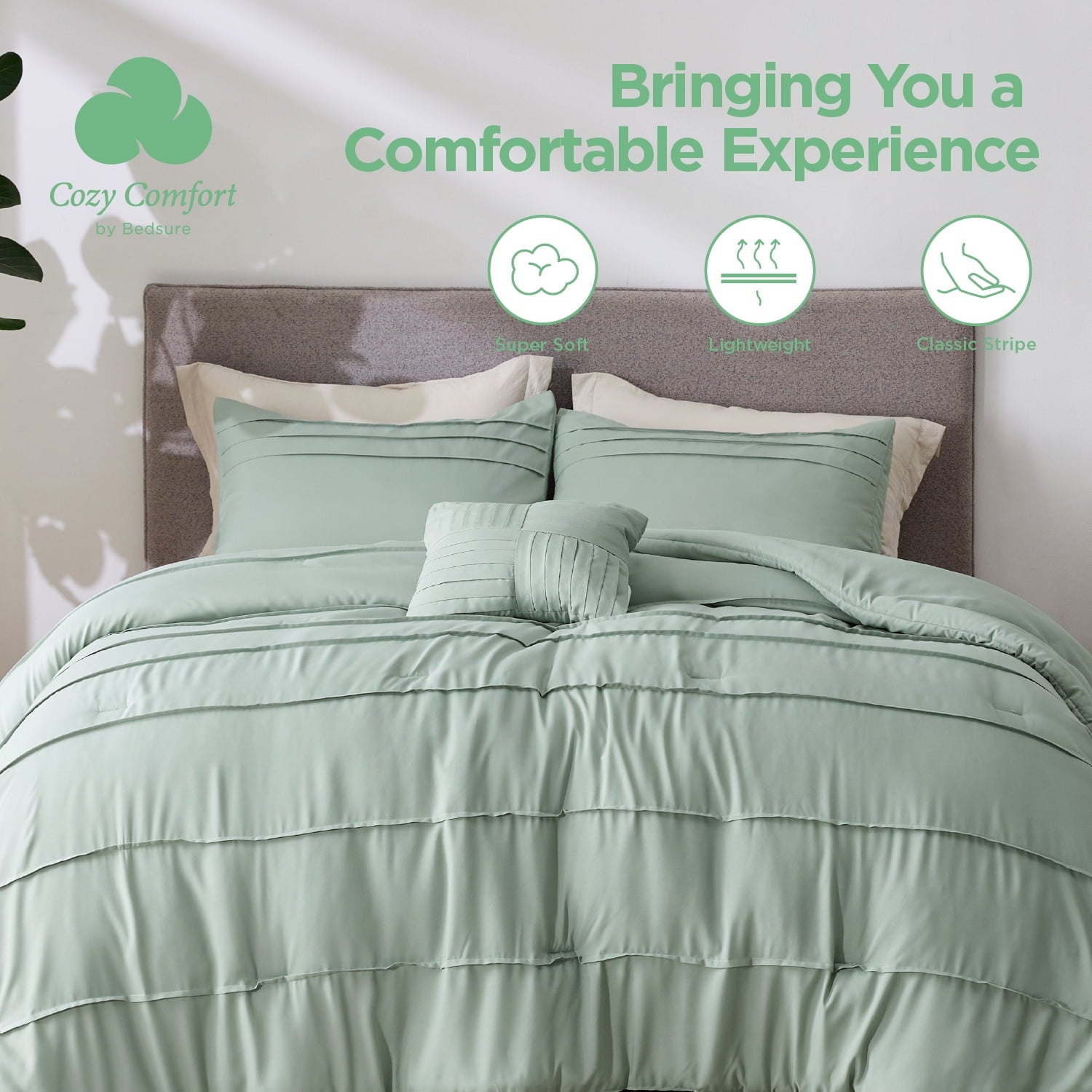 Cozy Comfort 4 Piece Bed-In-A-Bag,Queen,Sage Green