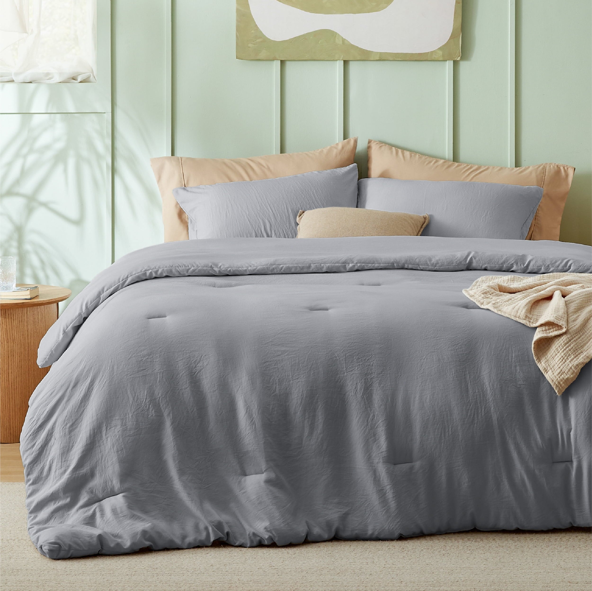 Cozy Comfort 2 Pieces Twin Comforter Bedding Set Grey Comforter Set for All Seasons 1 Lightweight Prewashed Comforter and 1 Pillowcases Twin Grey