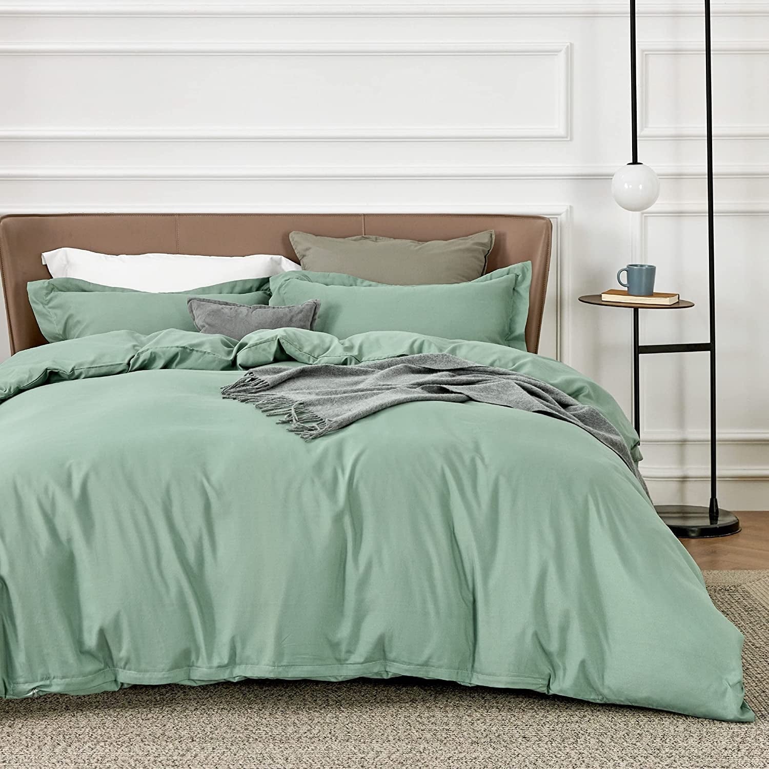 Bedsure Full Sage Green polyester microfiber material Duvet Covers 3 Pieces 1 Duvet Cover 80x90 and 2 Pillow Shams