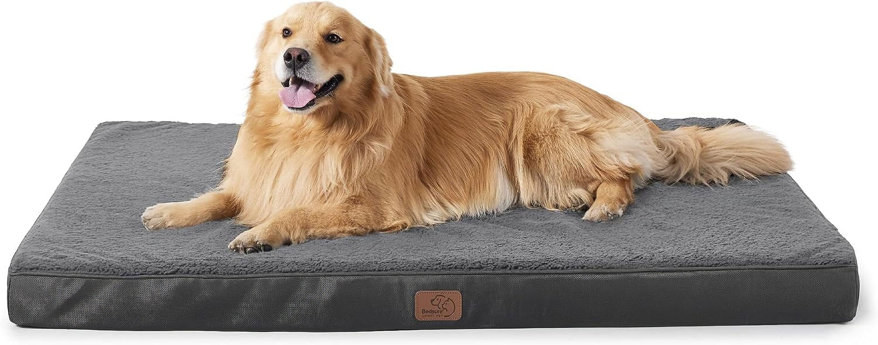 Cozy Comfort Extra Large Dog Bed - XL Orthopedic Dog Beds with Removable Washable Cover, Egg Crate Foam Pet Bed Mat, Suitable for Dogs Up to 100lbs, Dark Grey